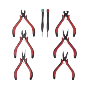 Juego de Herramientas con 6 Pinzas Eléctricas de 4.5" + 2 Desarmadores de Precisión (Plano y Cruz).