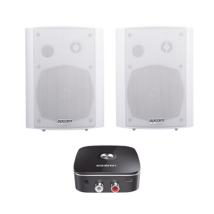 Kit Altavoces + Modulo Receptor BT | Montaje en Pared | 2x20W RMS | Material ABS y Reja Metálica | Bracket de Metal | Color Blanco