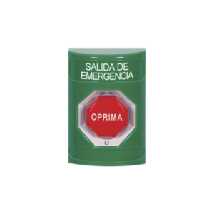 Botón de Salida de Emergencia , Texto en Español, Acción Mantenida, Girar para Restablecer, LED de iluminación