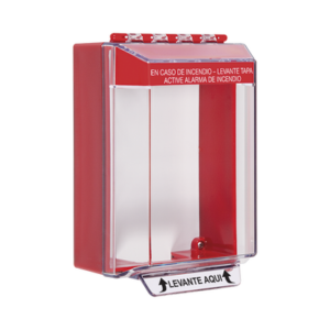 Cubierta Universal Transparente, de Bajo Perfil, con Espaciador, Texto de Incendio en Español, Notificación Audible y Visible