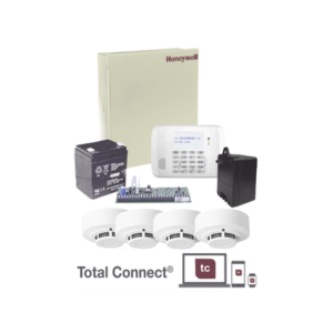 Kit de Panel de Alarma VISTA48LA con Gabinete, Batería y Transformador / 4 Sensores de humo