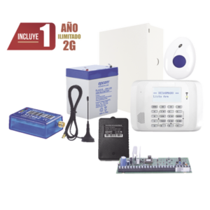 Kit de Alarma VISTA48 con Comunicador 2G, Botón de Pánico y Detección de Caídas inalámbrico, Gabinete, transformador y Batería